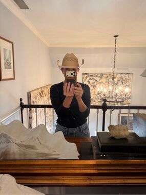 Vintage Tan Straw Cowboy Hat by Vintage